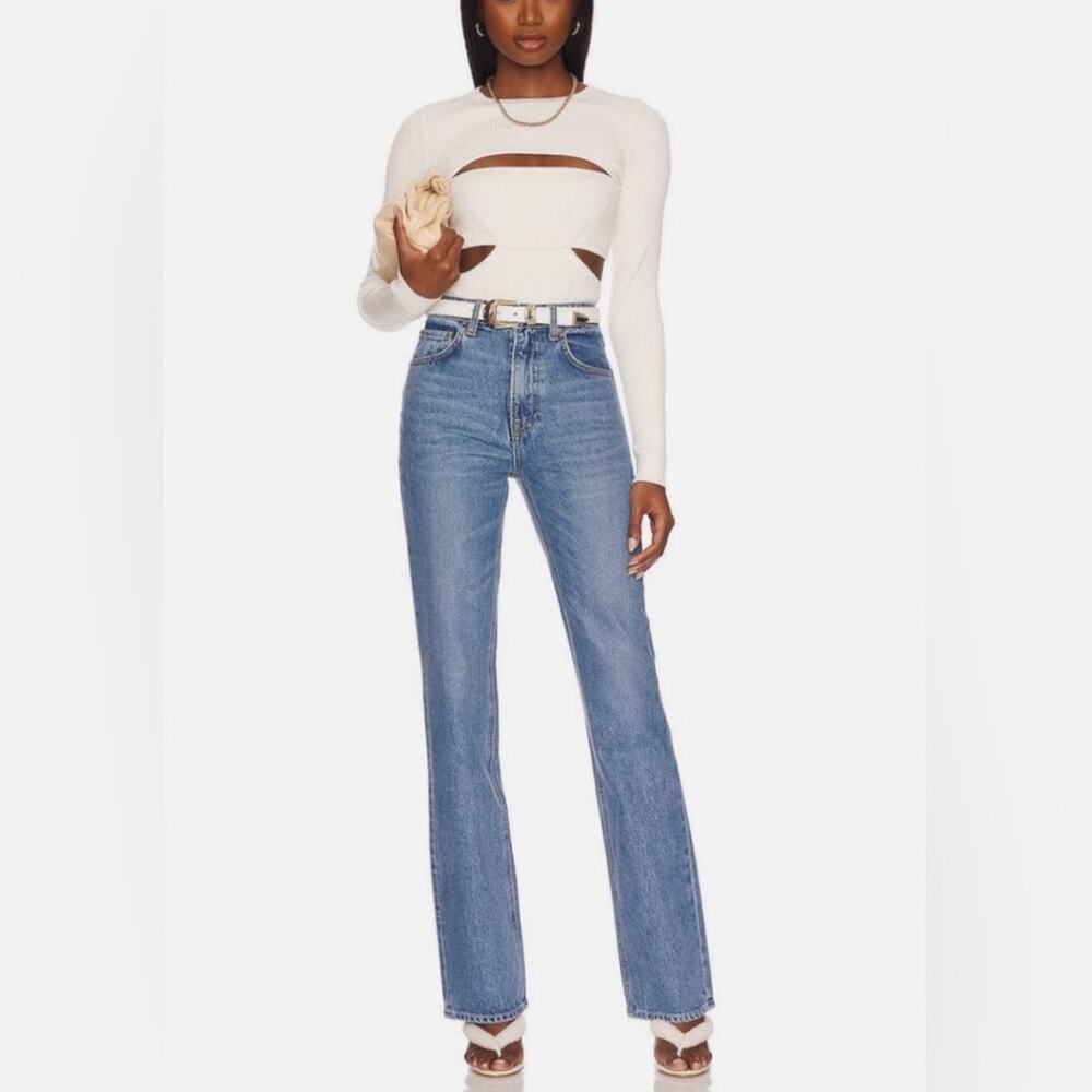 Revolve Melanie Grlfrnd High Rise Bootcut Denim Jeans lovers lane  Cotton 26